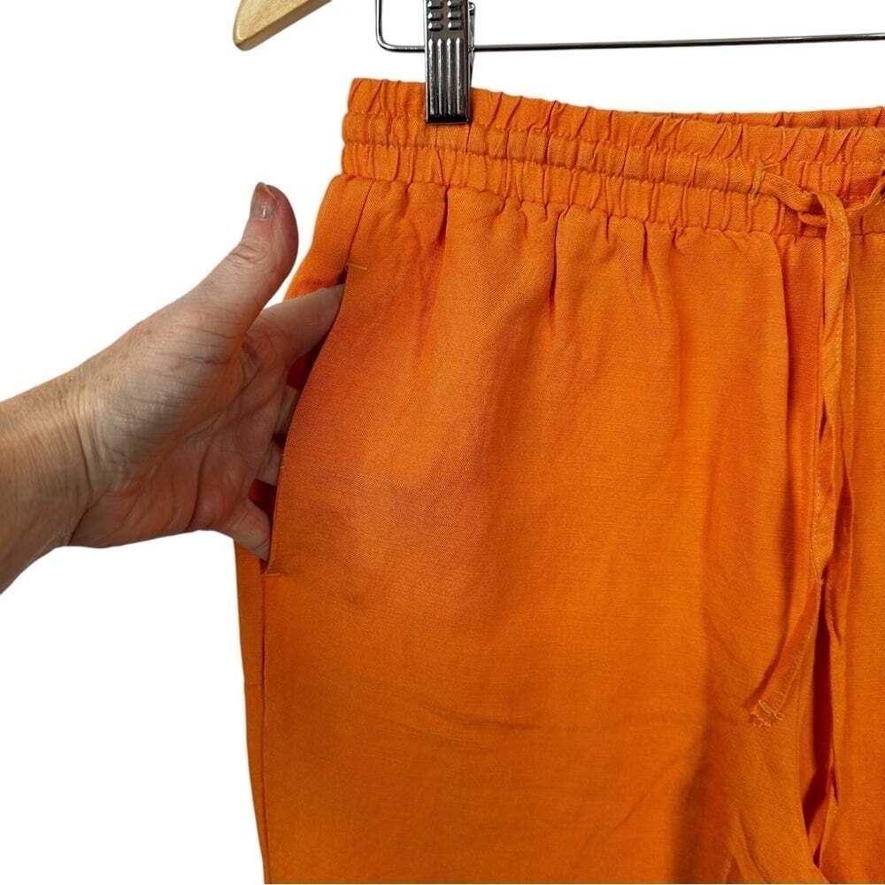 YEST Orange Linen Pants Women’s Size 6 Wide Leg Beachy Vacation Vibes Boho Chic - Picture 9 of 15